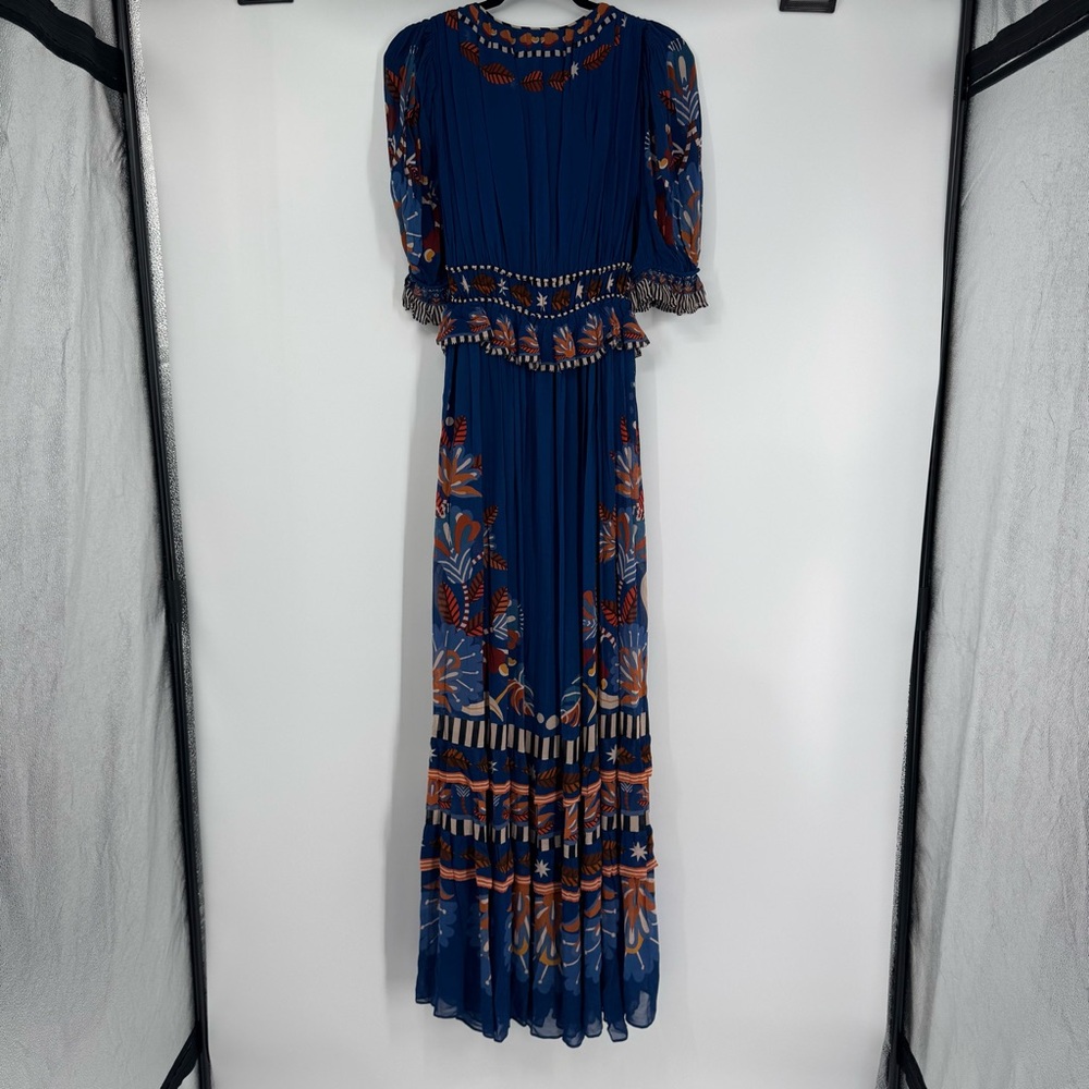 FARM Rio Navy Blue Maxi Dress with Orange & Light Blue Floral Print - Picture 11 of 16